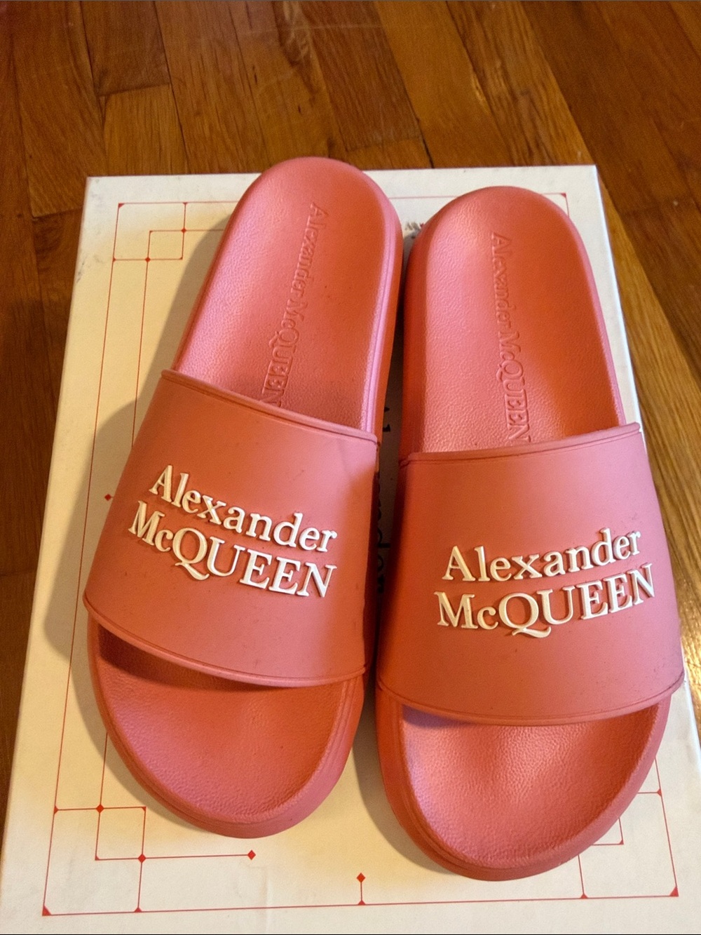 Alexander McQueen Coral Pink Kids Slide Sandals